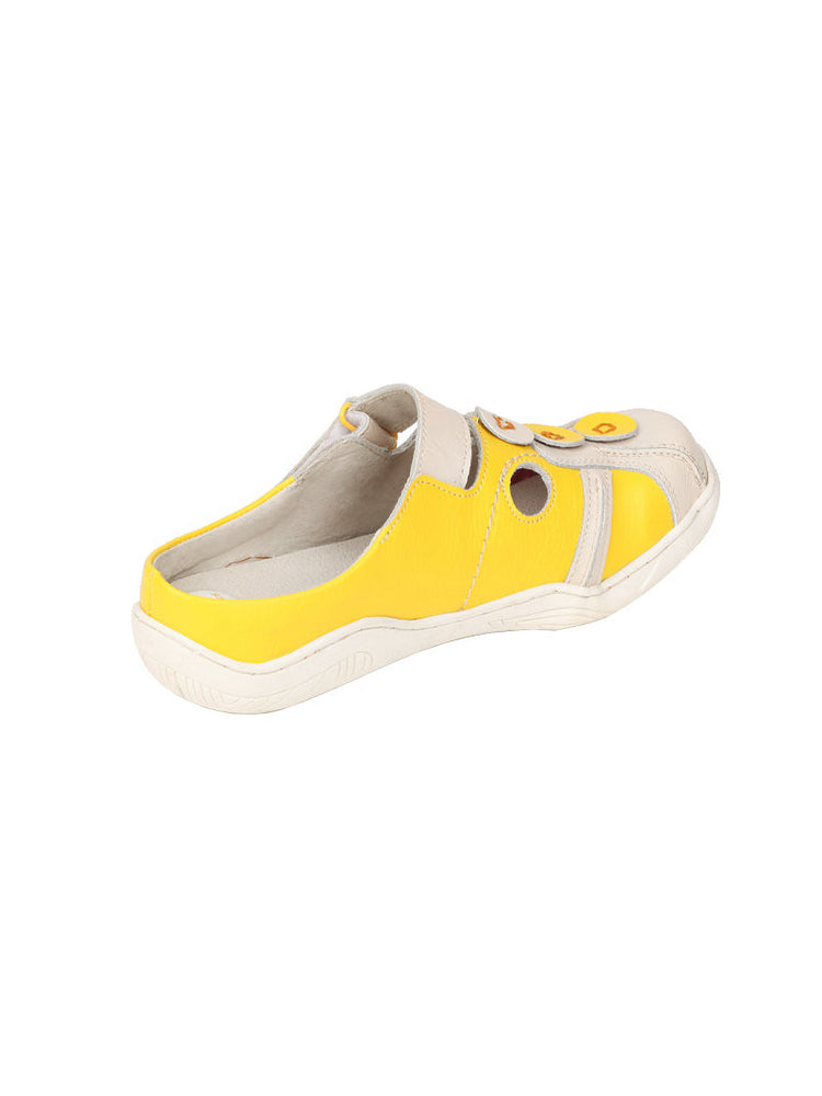 TMA EYES Hand-Stitched Color-Block Sandals   Hollow Velcro Slip-On Women's