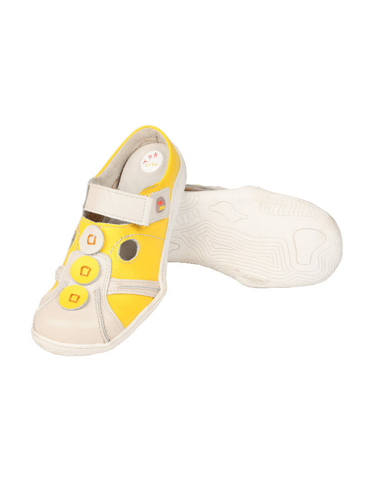 TMA EYES Hand-Stitched Color-Block Sandals   Hollow Velcro Slip-On Women's