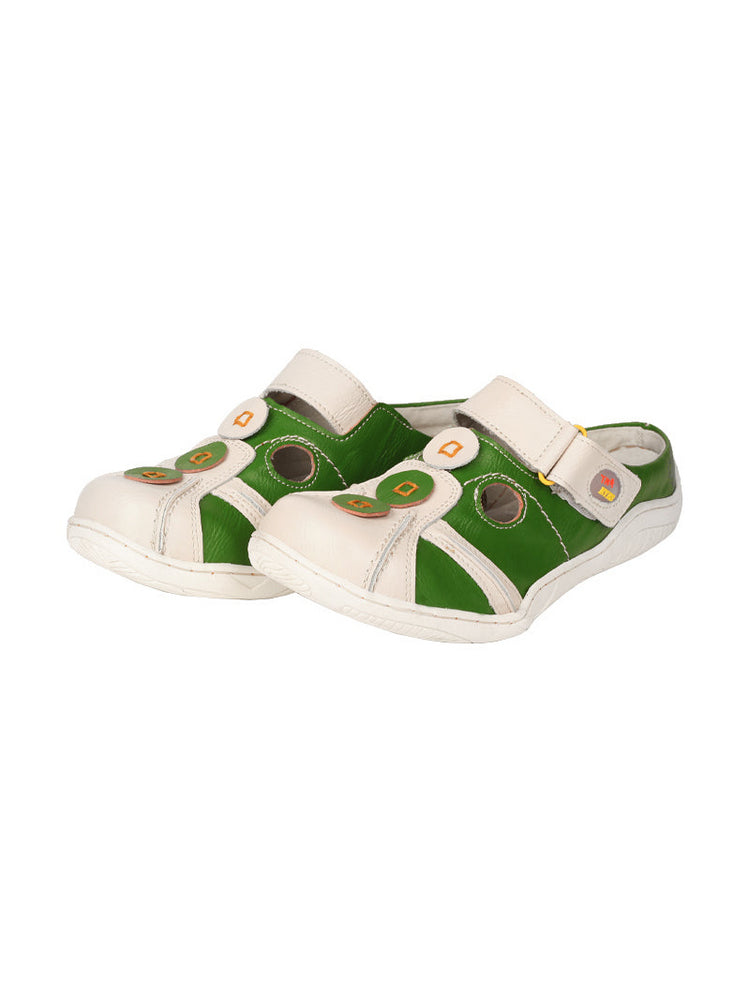 TMA EYES Hand-Stitched Color-Block Sandals   Hollow Velcro Slip-On Women's