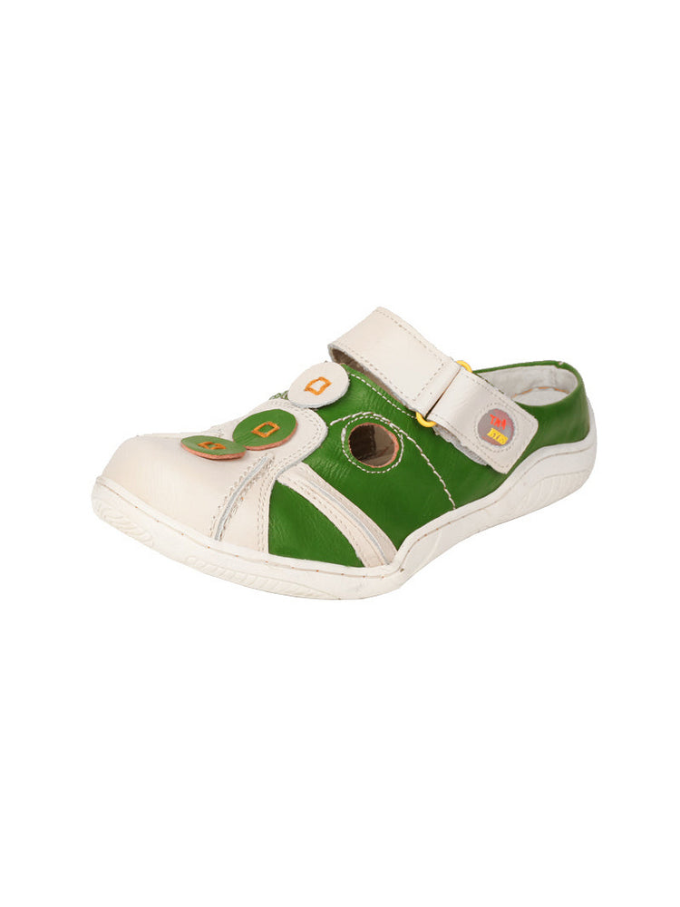TMA EYES Hand-Stitched Color-Block Sandals   Hollow Velcro Slip-On Women's