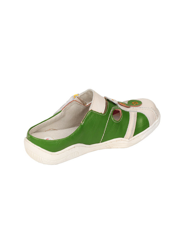 TMA EYES Hand-Stitched Color-Block Sandals   Hollow Velcro Slip-On Women's