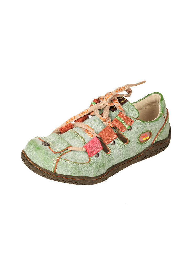 TMA EYES Patchwork Leather Walking Sandals  Women's Comfort Outdoor Shoe