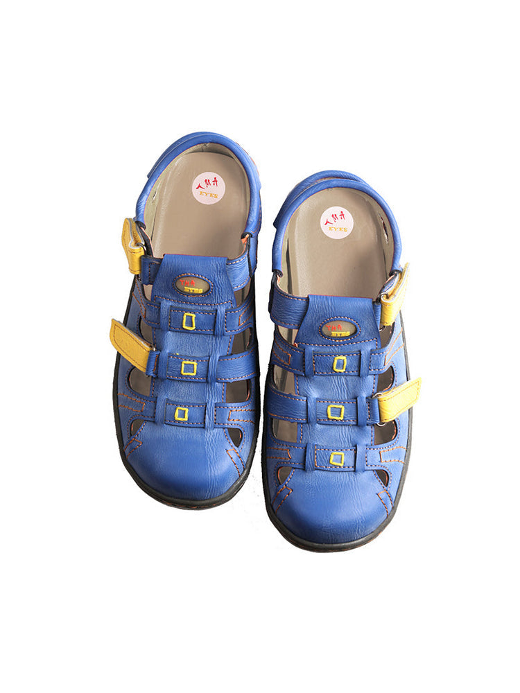 TMA EYES Leather Sandals  Closed-Toe Velcro Adjustable Round Toe Women's