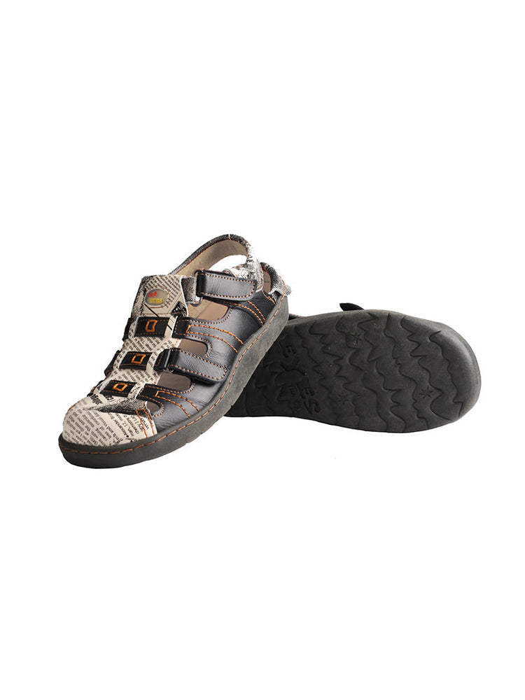 TMA EYES Leather Sandals  Closed-Toe Velcro Adjustable Round Toe Women's