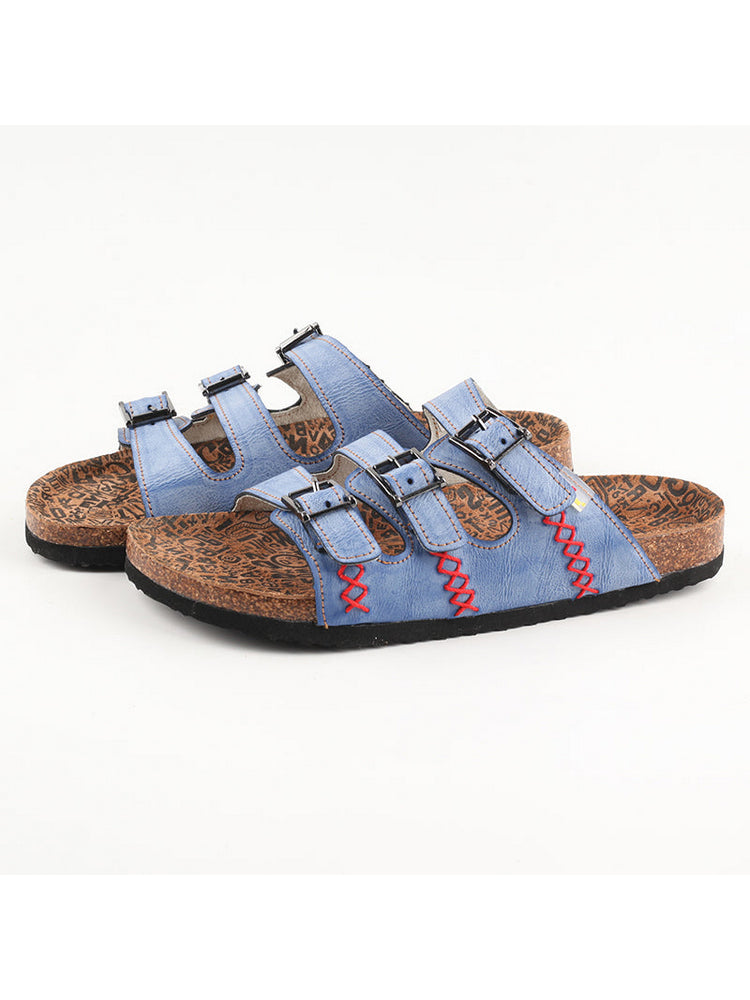 TMA EYES Hand Stitched Leather Sandals  Open Toe Footbed Lightweight Comfort