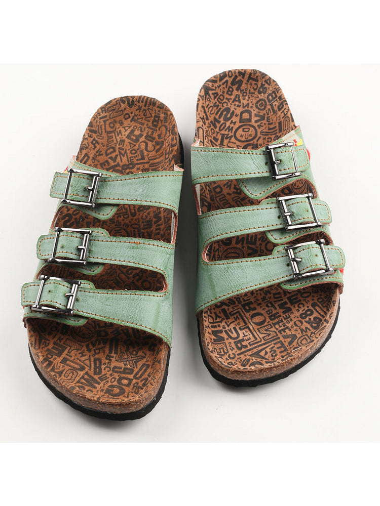 TMA EYES Hand Stitched Leather Sandals  Open Toe Footbed Lightweight Comfort