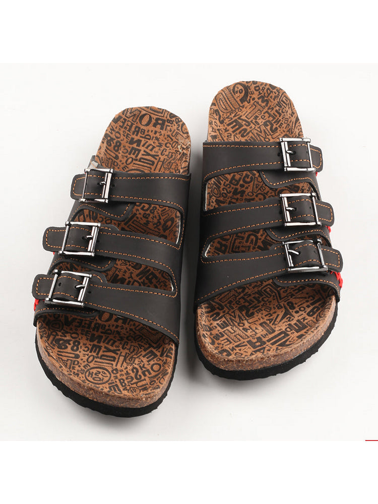 TMA EYES Hand Stitched Leather Sandals  Open Toe Footbed Lightweight Comfort