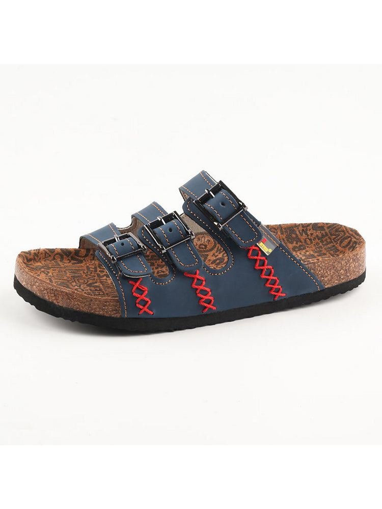 TMA EYES Hand Stitched Leather Sandals  Open Toe Footbed Lightweight Comfort