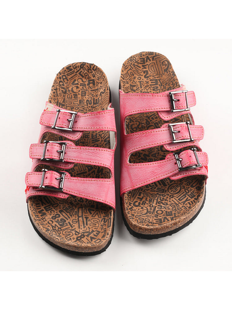 TMA EYES Hand Stitched Leather Sandals  Open Toe Footbed Lightweight Comfort