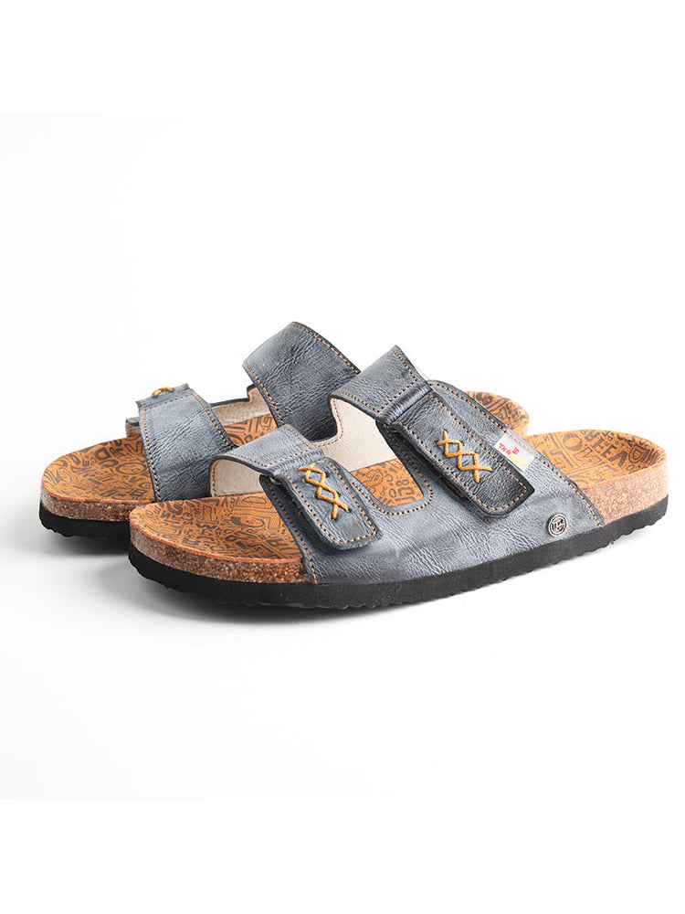 TMA EYES Polka Dot Leather Sandals   Hand Stitched Open Toe Footbed Flats