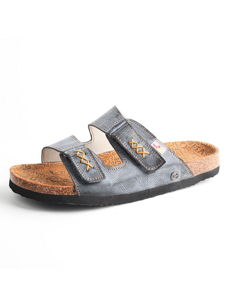 TMA EYES Polka Dot Leather Sandals   Hand Stitched Open Toe Footbed Flats