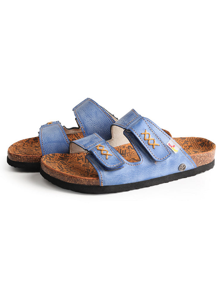 TMA EYES Polka Dot Leather Sandals   Hand Stitched Open Toe Footbed Flats