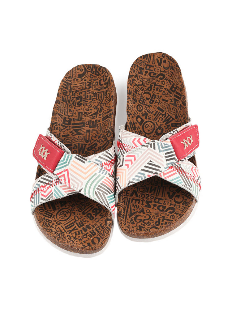 MA EYES Cross Open-Toe Leather Sandals  Jump Stitch Lightweight Summer