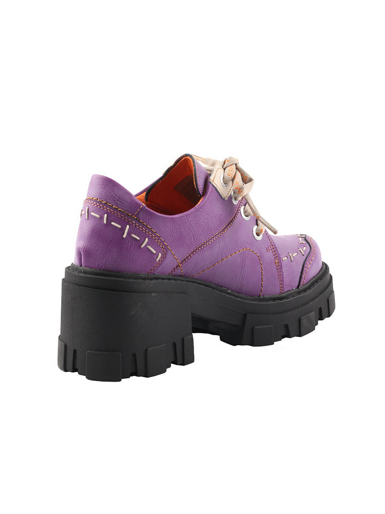 TMA EYES Women's Loafers  Thick Sole Round Toe Lace-Up Comfort Platform