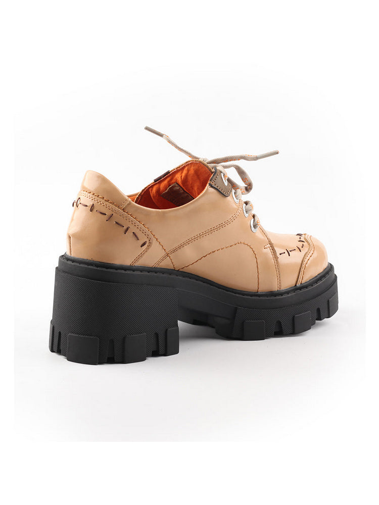 TMA EYES Women's Loafers  Thick Sole Round Toe Lace-Up Comfort Platform