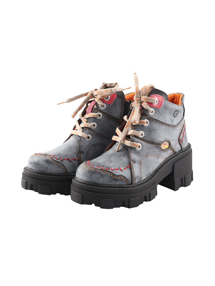 TMA EYES High Top Loafers  Platform Thick Sole Lace-Up Round Toe Subculture