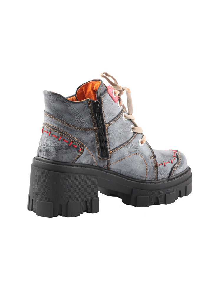 TMA EYES High Top Loafers  Platform Thick Sole Lace-Up Round Toe Subculture