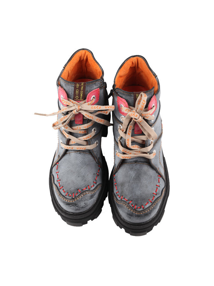 TMA EYES High Top Loafers  Platform Thick Sole Lace-Up Round Toe Subculture