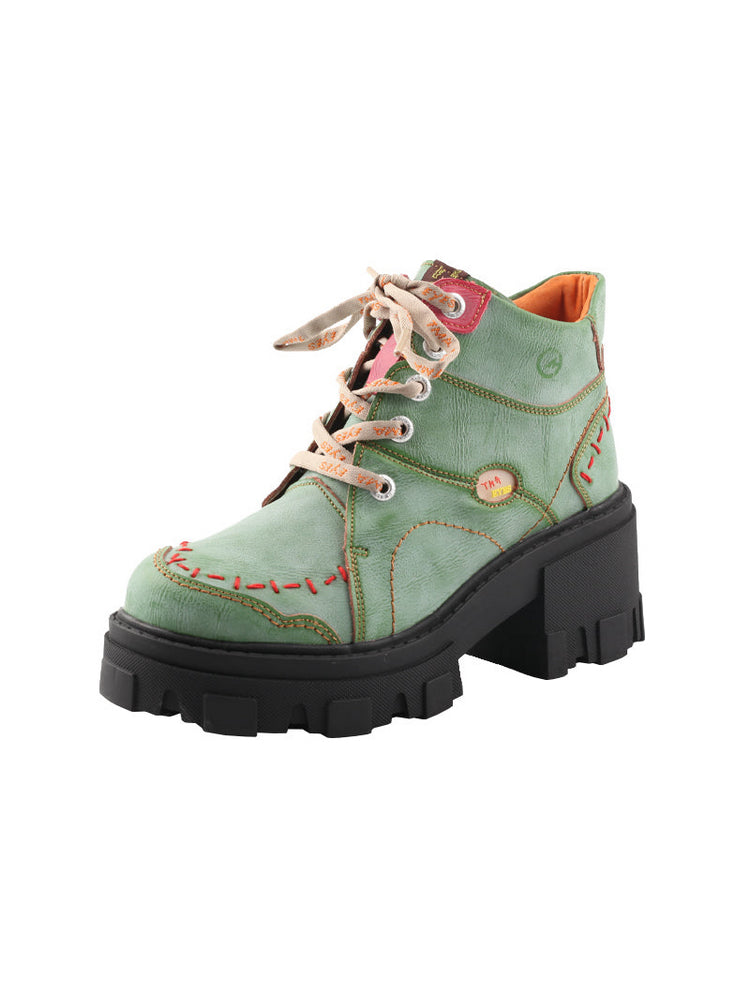 TMA EYES High Top Loafers  Platform Thick Sole Lace-Up Round Toe Subculture