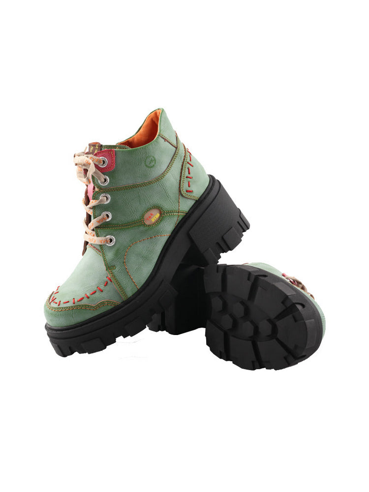 TMA EYES High Top Loafers  Platform Thick Sole Lace-Up Round Toe Subculture