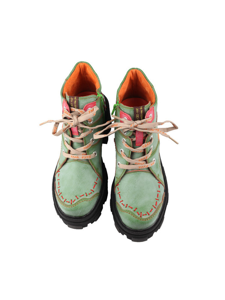 TMA EYES High Top Loafers  Platform Thick Sole Lace-Up Round Toe Subculture