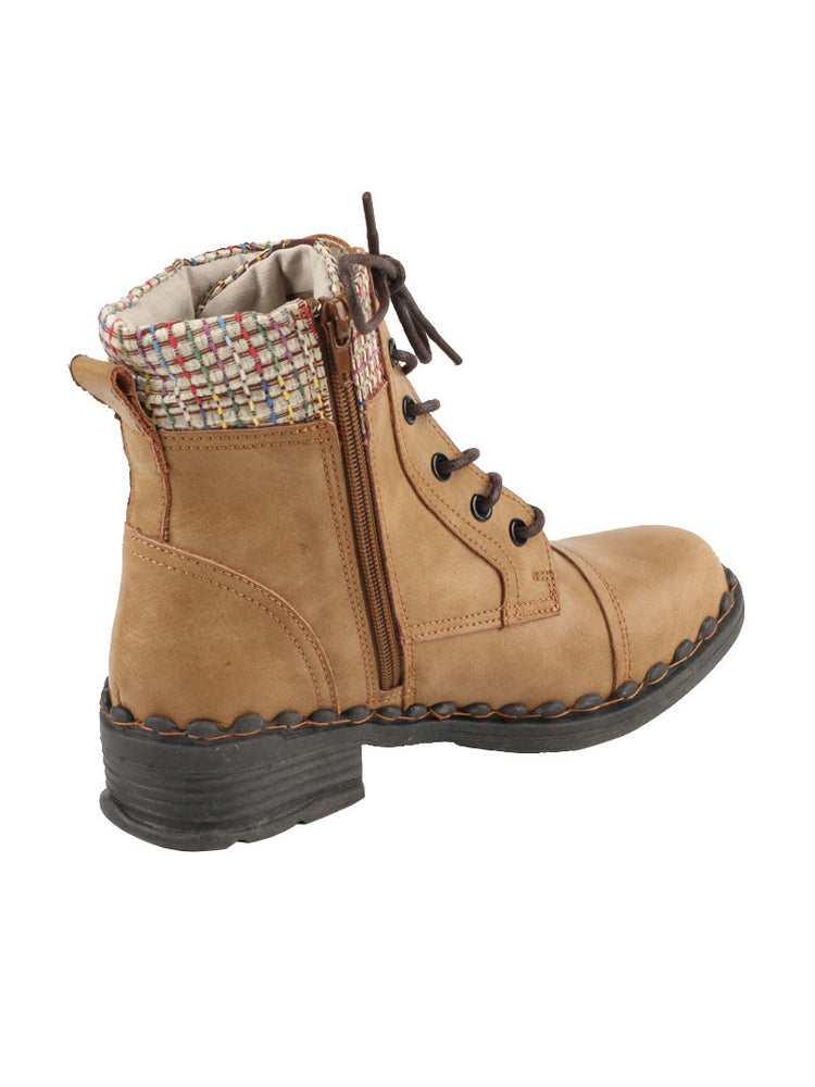 TMA EYES Genuine Leather Martin Boots  Hand Stitched Woven Lace-Up Side Zip