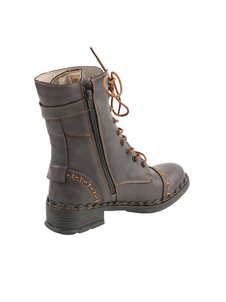 TMA EYES Genuine Leather Equestrian Boots  Buckle, Hand Stitched Lace-Up Half