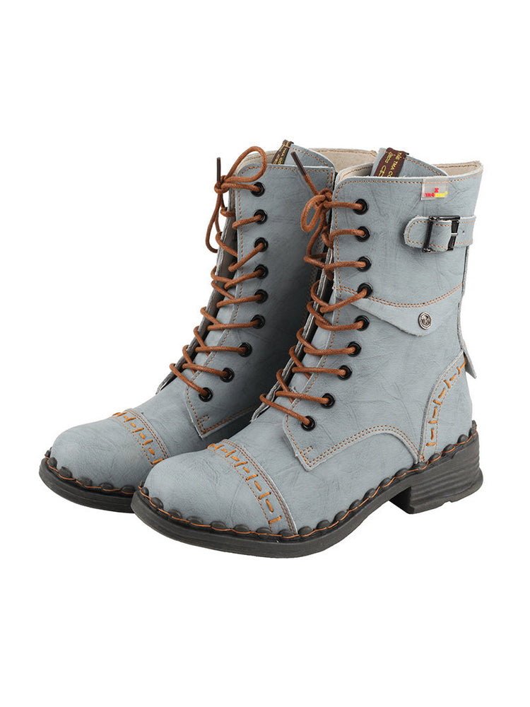 TMA EYES Genuine Leather Equestrian Boots  Buckle, Hand Stitched Lace-Up Half