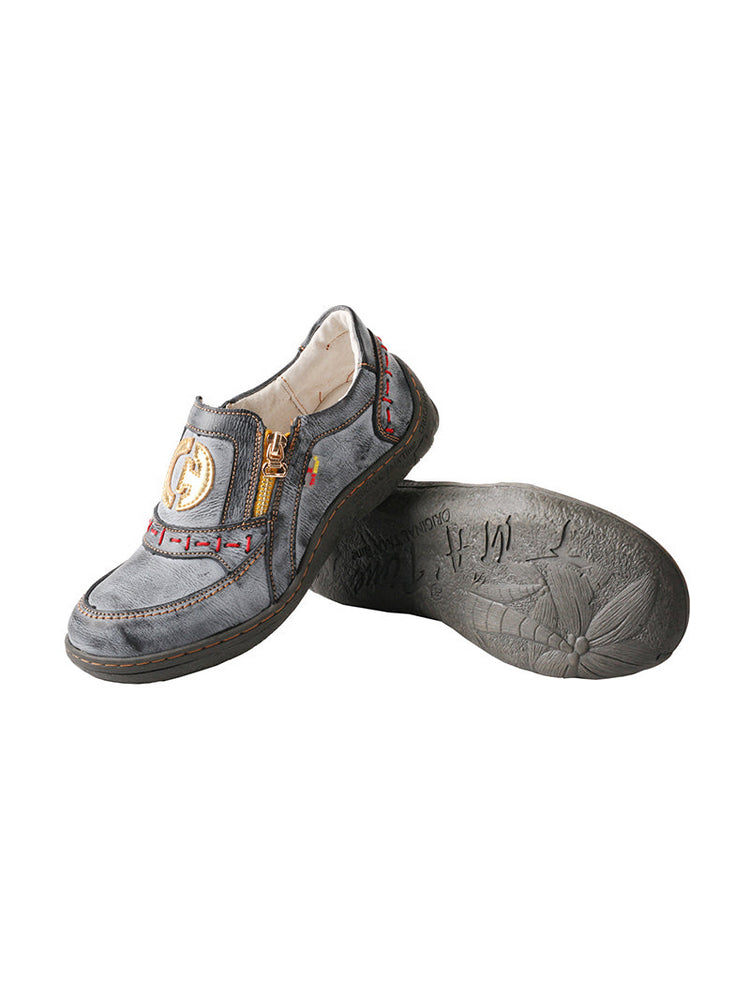 TMA EYES Double Zipper Gold Label Slip-On Casual Comfort Sneakers