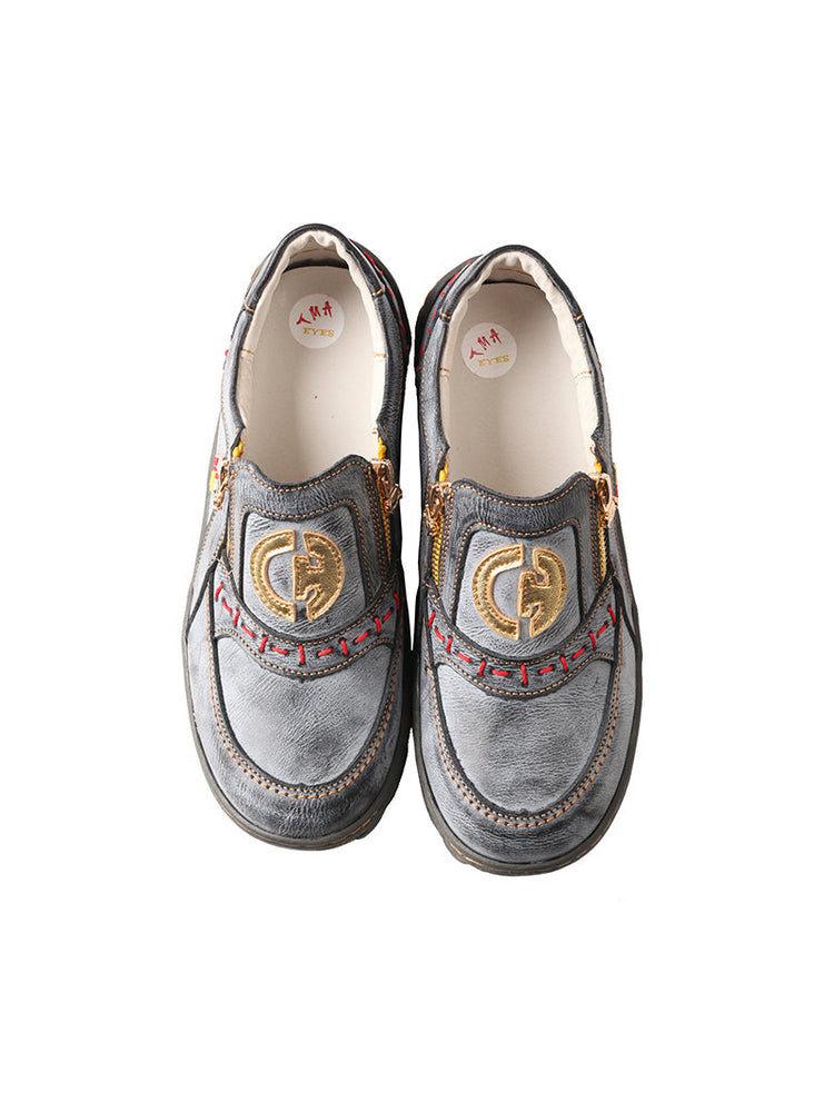 TMA EYES Double Zipper Gold Label Slip-On Casual Comfort Sneakers