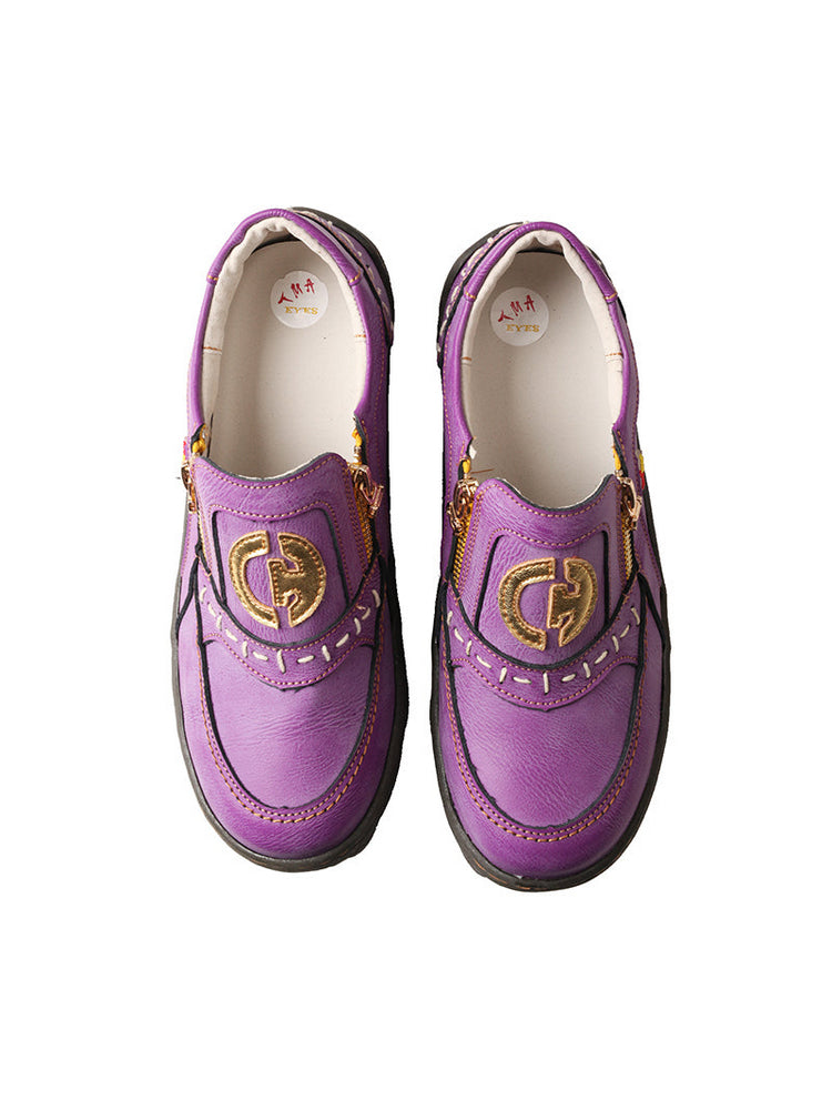 TMA EYES Double Zipper Gold Label Slip-On Casual Comfort Sneakers