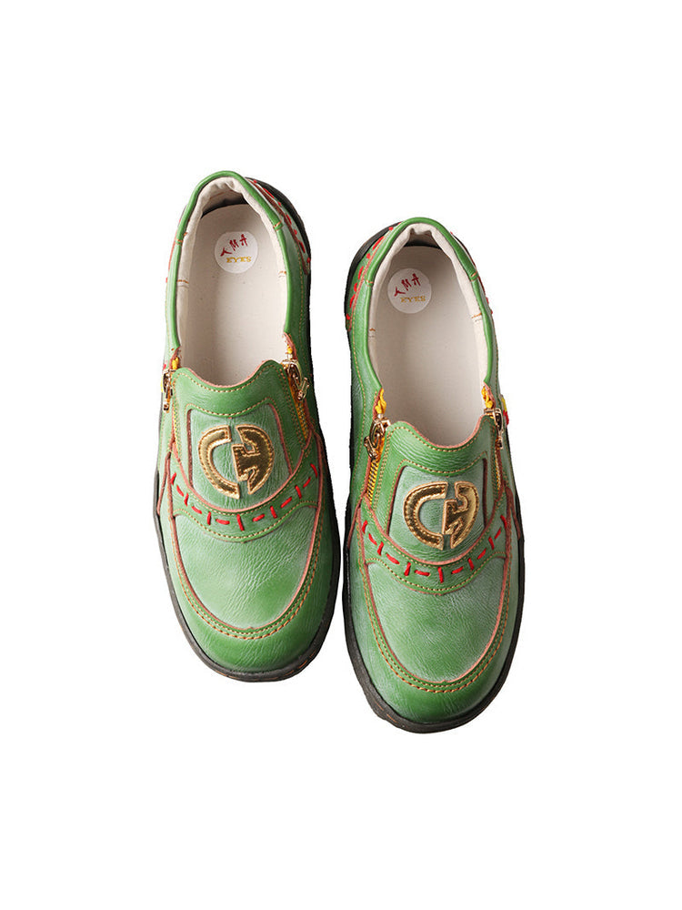 TMA EYES Double Zipper Gold Label Slip-On Casual Comfort Sneakers