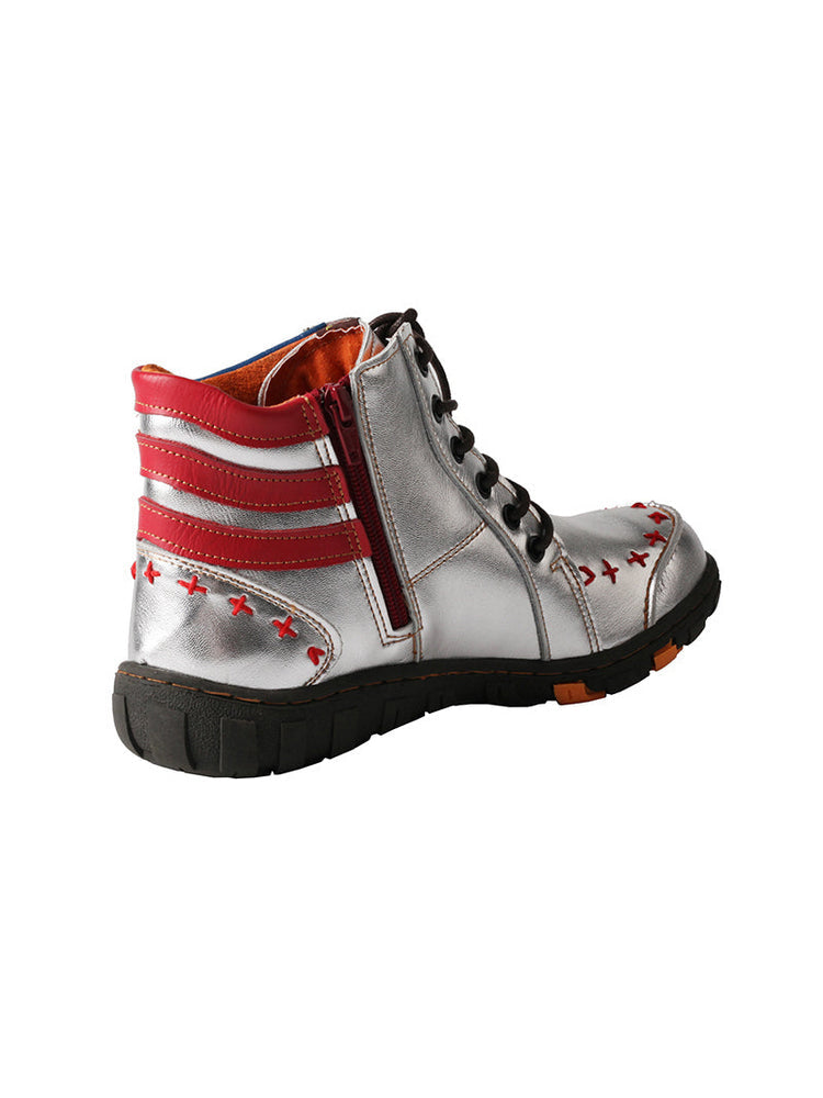 TMA EYES Hand-Stitched Ankle Boots  Stripe Patchwork Casual Sports Women's