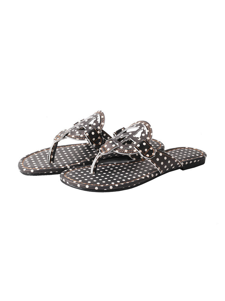 TMA EYES Polka Dot Slides  Slip-On Flat Beach Sandal for Indoor Outdoor