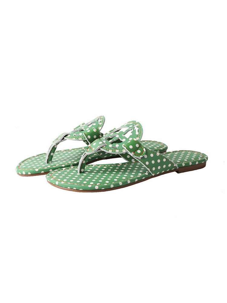 TMA EYES Polka Dot Slides  Slip-On Flat Beach Sandal for Indoor Outdoor