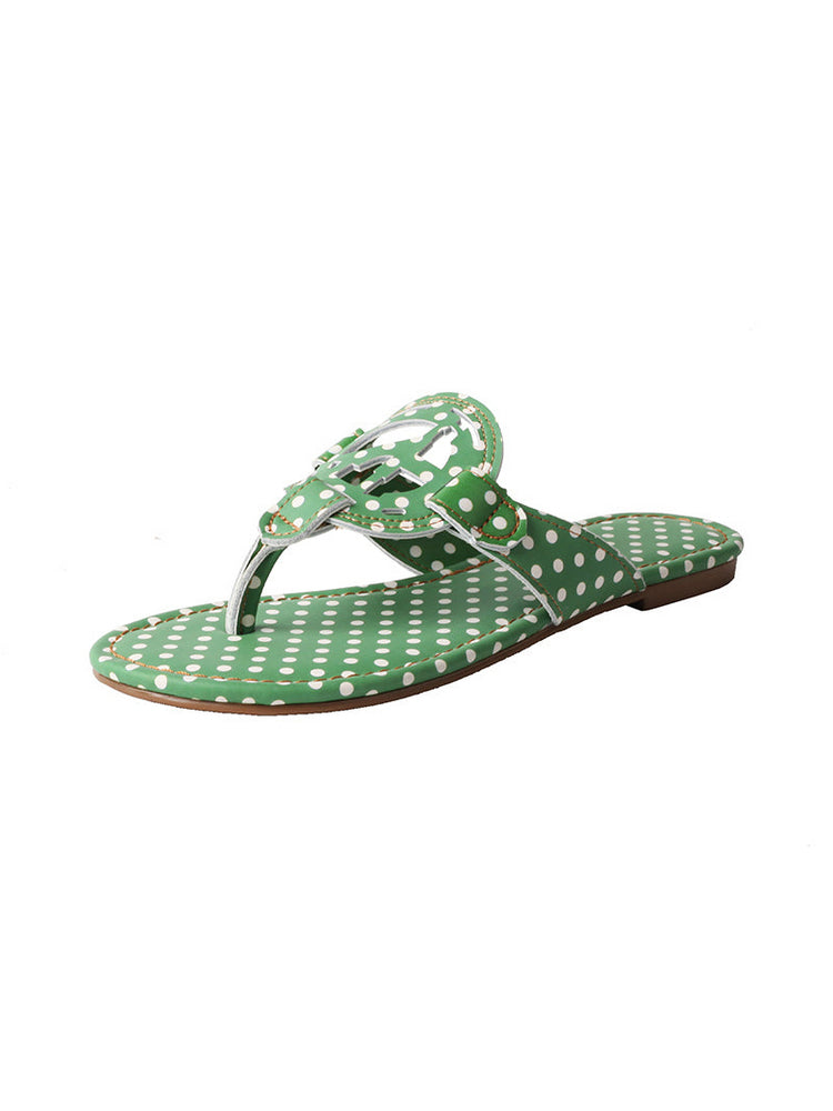 TMA EYES Polka Dot Slides  Slip-On Flat Beach Sandal for Indoor Outdoor
