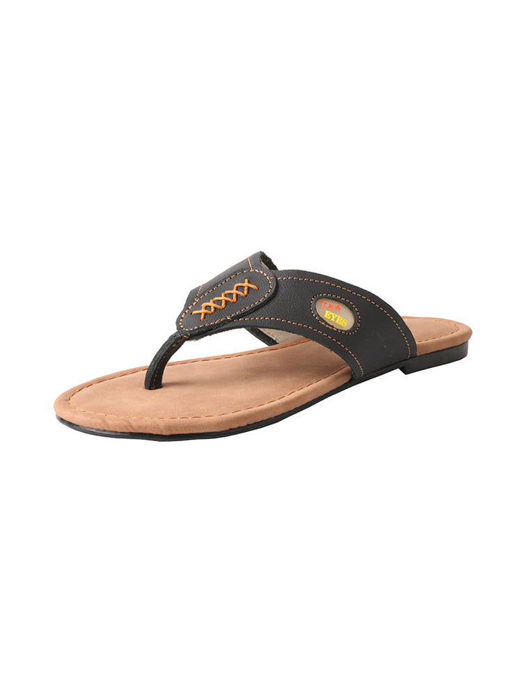 TMA EYES Genuine Leather Slip-On Sandals  V-Toe Comfort Flats Women's