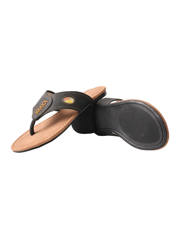 TMA EYES Genuine Leather Slip-On Sandals  V-Toe Comfort Flats Women's