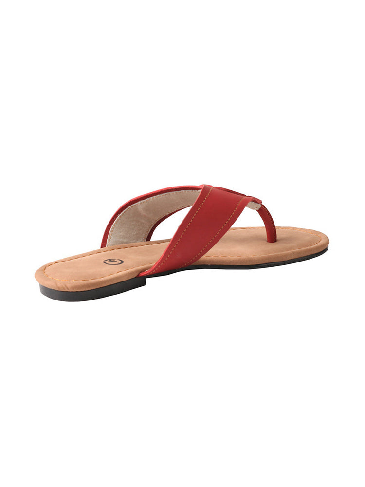 TMA EYES Genuine Leather Slip-On Sandals  V-Toe Comfort Flats Women's