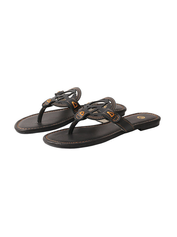 TMA EYES Top-Grain Leather Sandals  Slip-on Flat Beach Outdoor Comfort