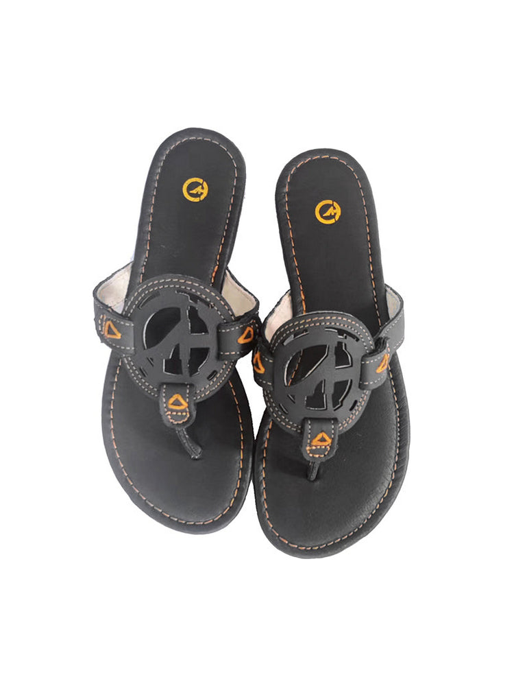 TMA EYES Top-Grain Leather Sandals  Slip-on Flat Beach Outdoor Comfort