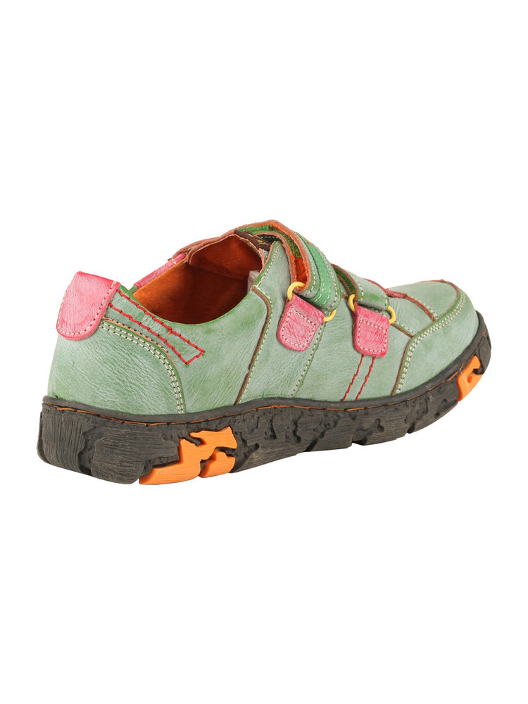 TMA EYES Women's Leather Walking Shoes   Hook & Loop Comfort Casual Flats