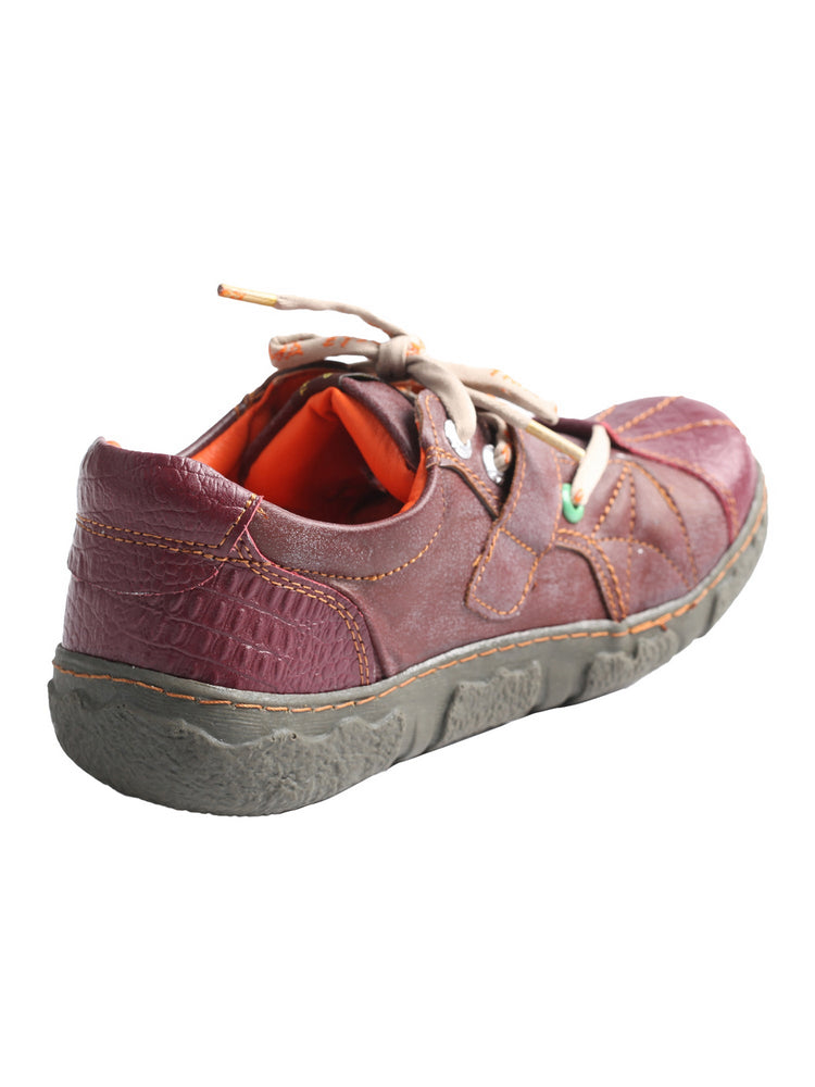 TMA EYES Hand Stitched Flats Plus Size  Leather & Washed PU Comfort Shoe