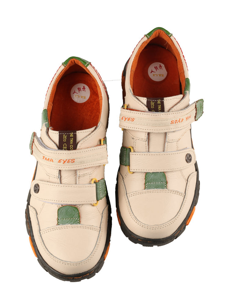 TMA EYES Women's Leather Walking Shoes   Hook & Loop Comfort Casual Flats