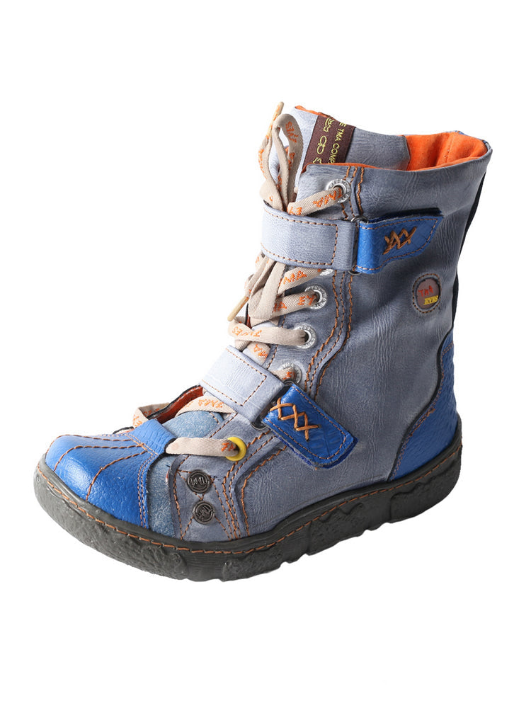 TMA EYES Women's Faux Fur Lined Boots Double-Strap Washed PU Leather