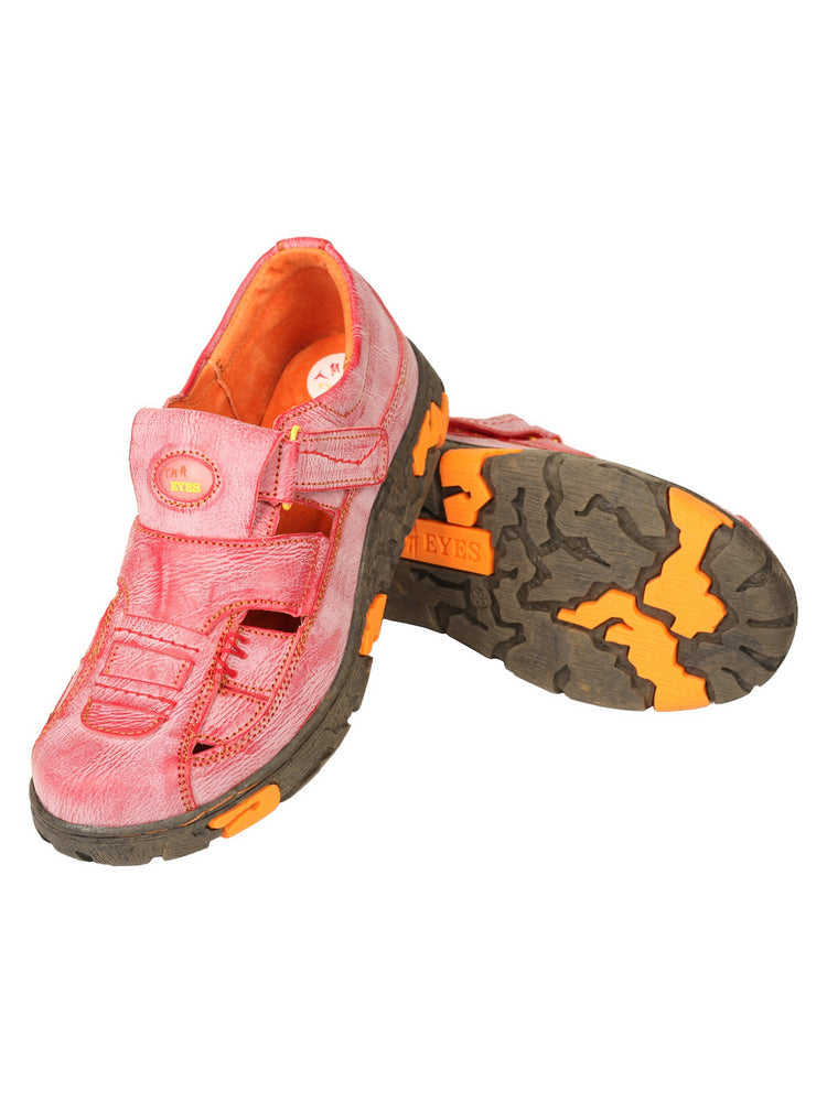 TMA EYES Hand Stitched Leather Casual Shoes  Hollow Breathable Hook & Loop