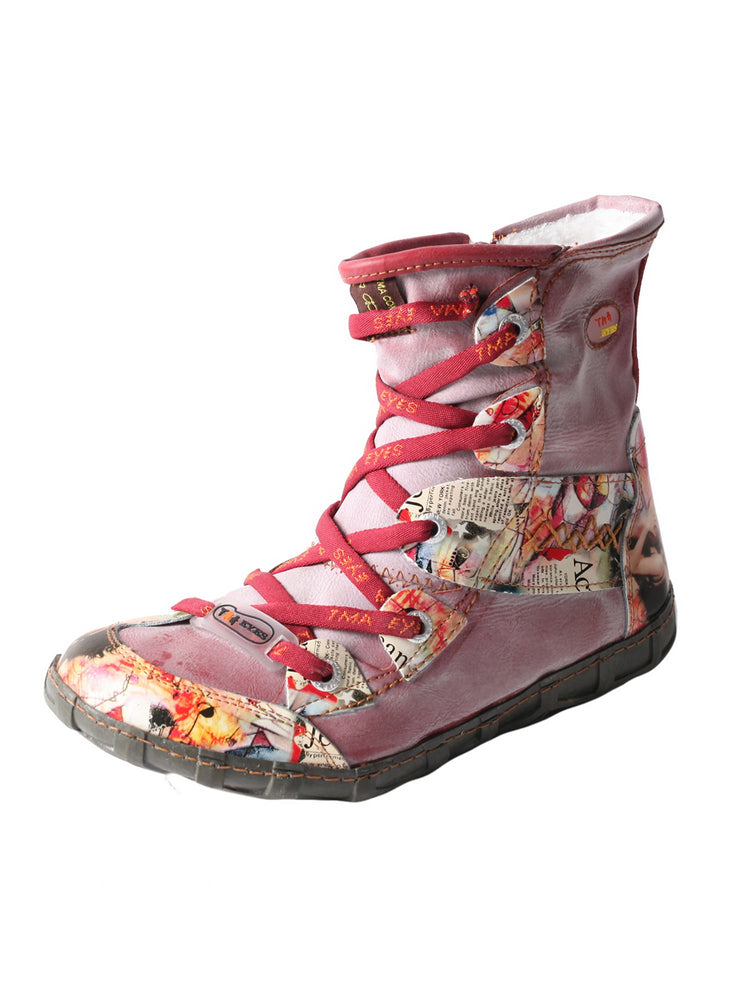 TMA EYES Camo Duck Boots for Women Short Fashion PU Leather Rain Boot