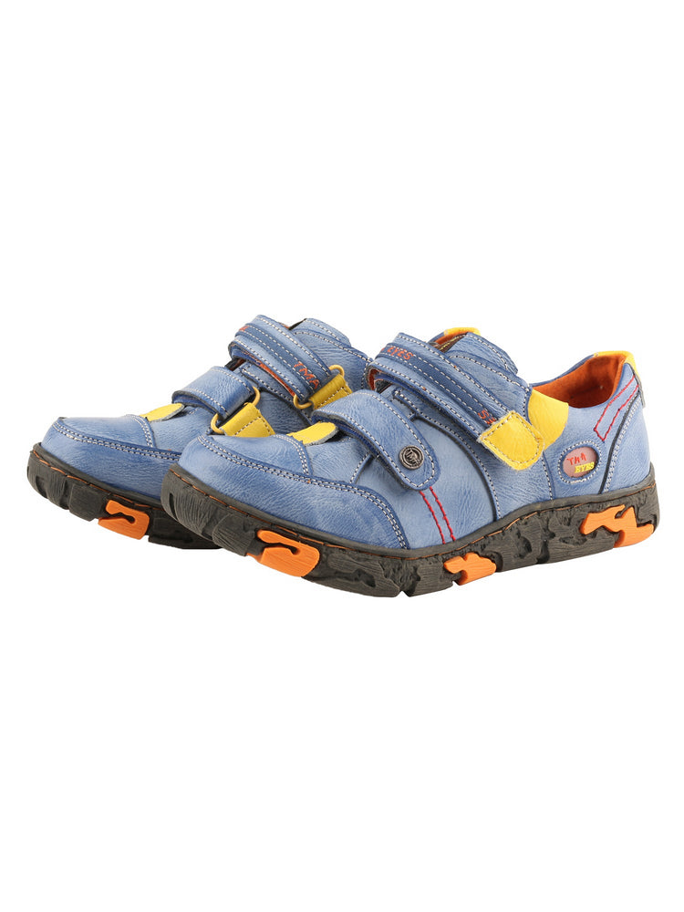 TMA EYES Women's Leather Walking Shoes   Hook & Loop Comfort Casual Flats