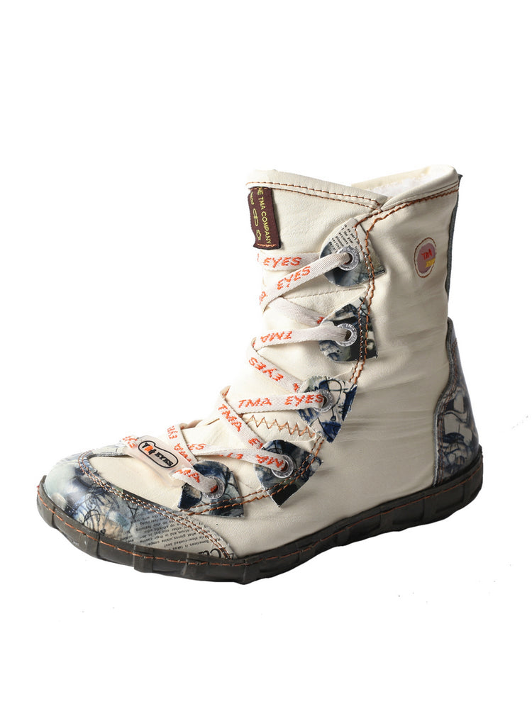 TMA EYES Camo Duck Boots for Women Short Fashion PU Leather Rain Boot