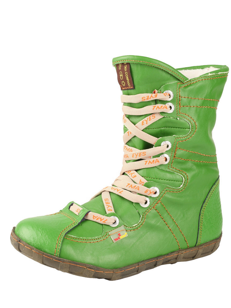 TMA EYES Women's Snake-Embossed Short Boot Faux Fur Lined Leather & PU